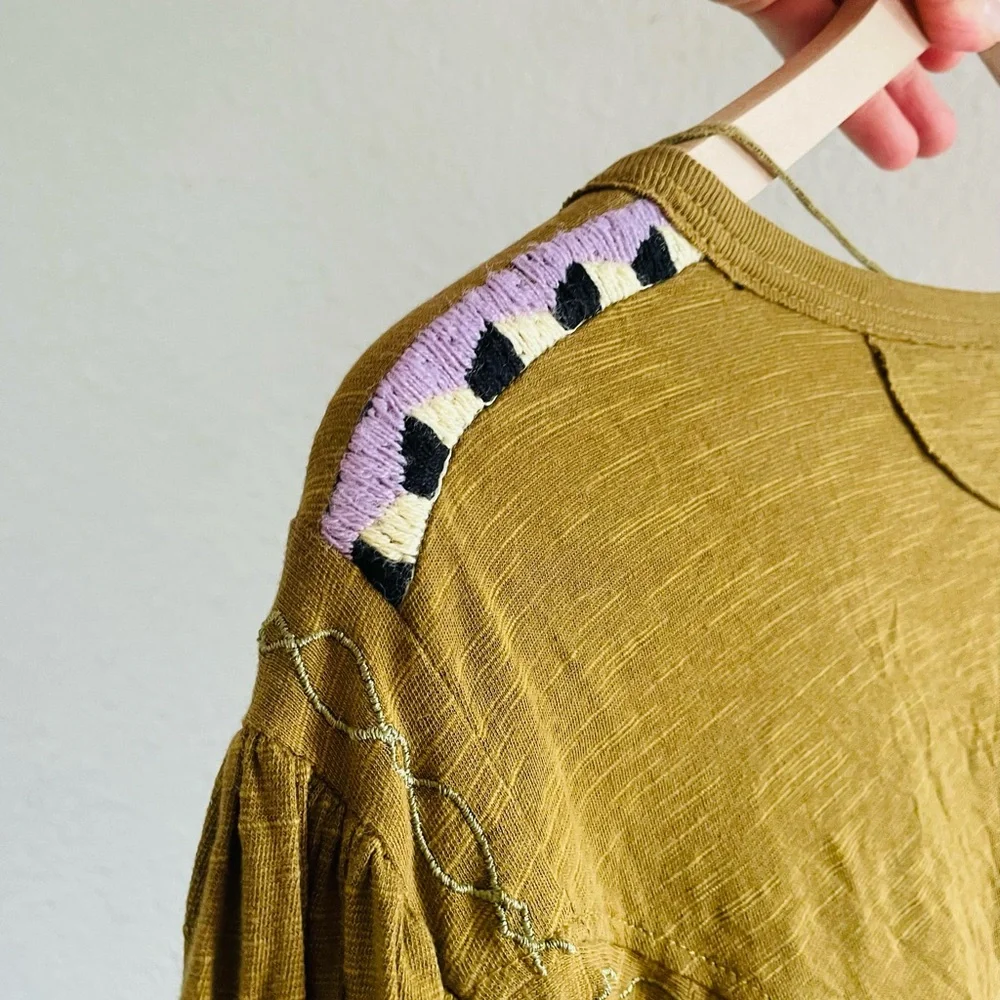 Free People Hand Me Down Embroidered Bohemian Style Crop Top